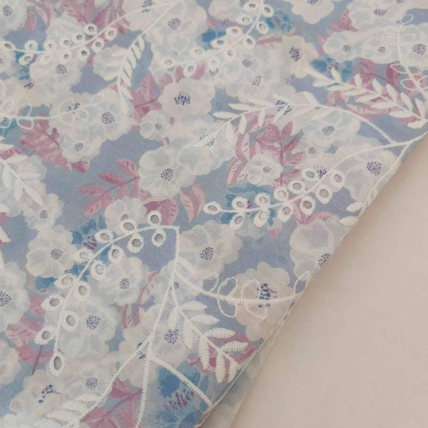 Imported Chicken Kari Lawn Shirt with Plain Trouser (Sky Blue Floral)