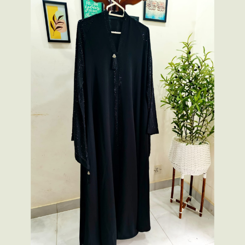 Black Heavy Work Abaya