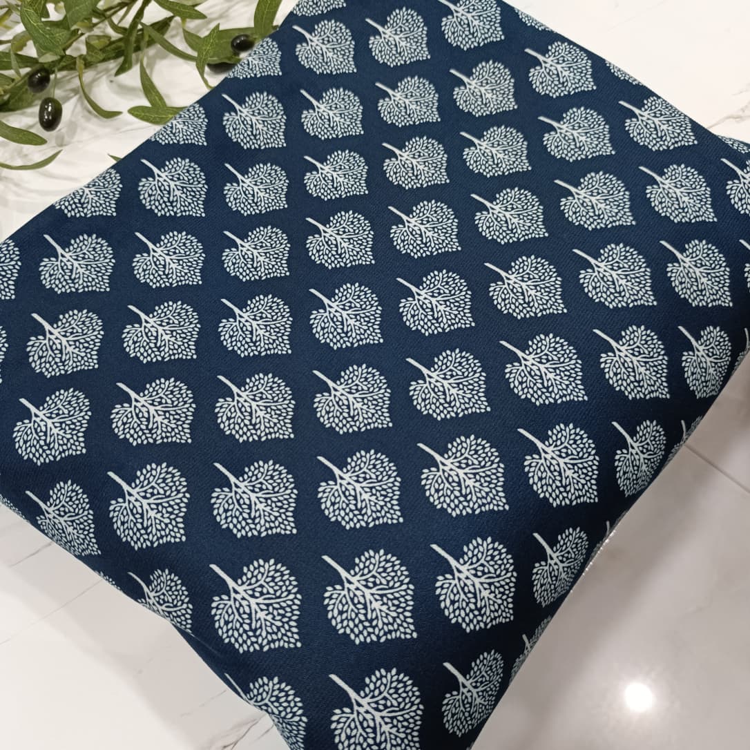 Heater Wool Fabric Imported (Zinc Leaf Pattern) – Soft Wool Material for Winter Dresses