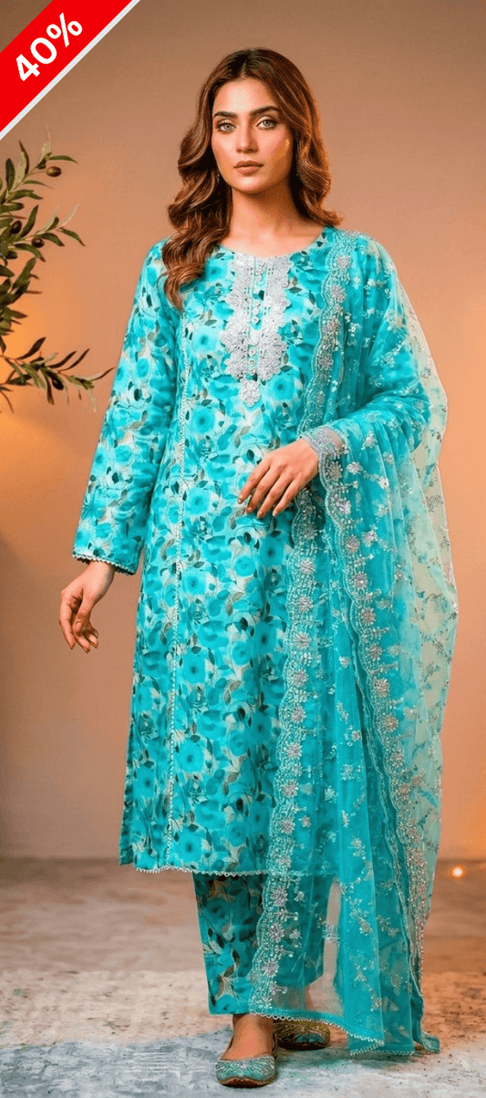Zar - Feroza Premium Embroidered 3 Piece Suit | Festive Wear Pakistan