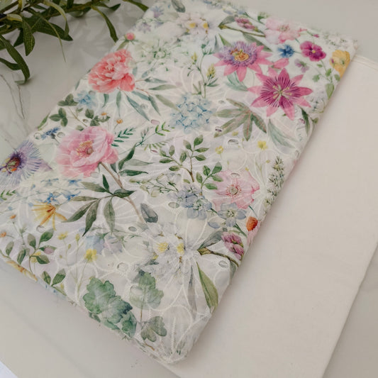 Imported Chicken Kari Lawn Shirt with Plain Trouser (White Multi Floral)