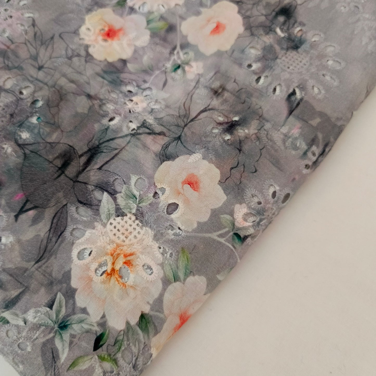 Imported Chicken Kari Lawn Shirt with Plain Trouser (Grey Floral)