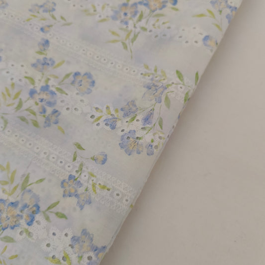 Imported Chicken Kari Lawn Shirt with Plain Trouser (White Purple Floral)