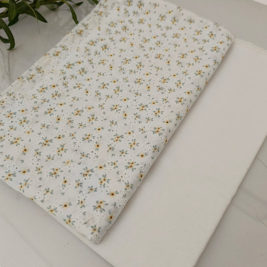 Imported Chicken Kari Lawn Shirt with Plain Trouser (White Small Floral)