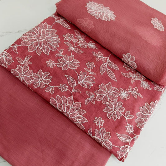 3 pc embroidered breeze lawn tea pink