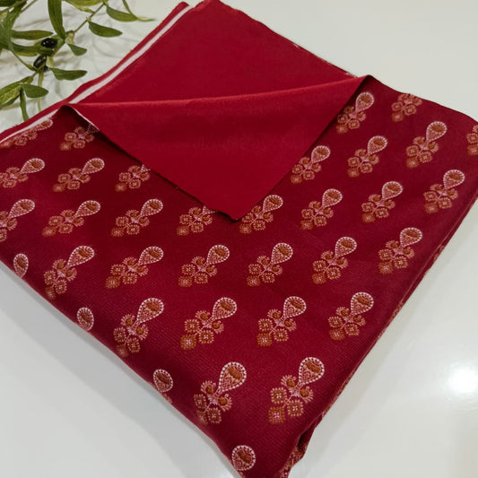 Heater Wool Fabric Imported (Maroon) – Soft Wool Material for Winter Dresses