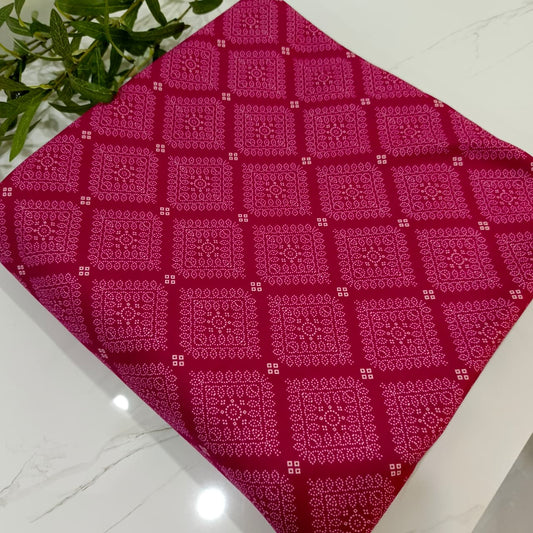 Heater Wool Fabric Imported (Deep Pink Motive) – Soft Wool Material for Winter Dresses