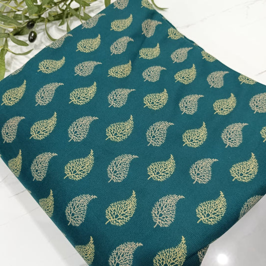 Heater Wool Fabric Imported (Green Leaf) – Soft Wool Material for Winter Dresses