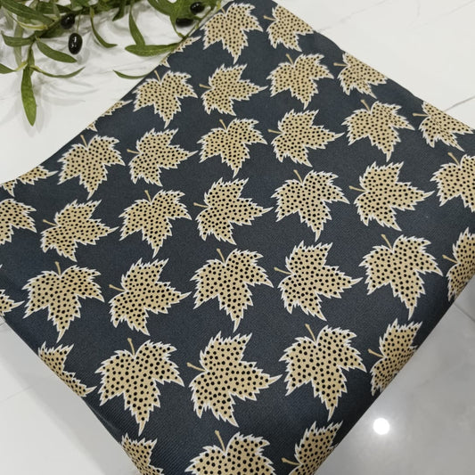 Heater Wool Fabric Imported (Grey Leaf) – Soft Wool Material for Winter Dresses