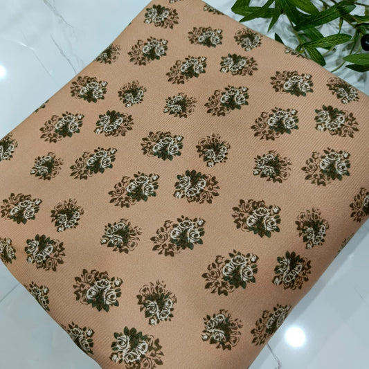 Heater Wool Fabric Imported (Skin Floral) – Soft Wool Material for Winter Dresses