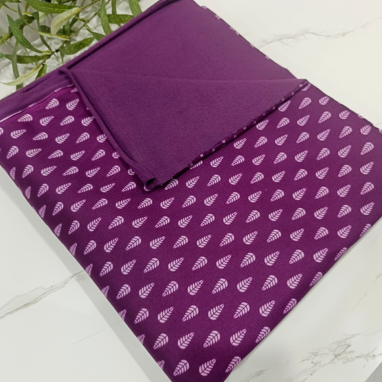 Heater Wool Fabric Imported (Purple Pines) – Soft Wool Material for Winter Dresses