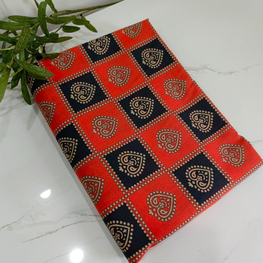 Premium Lawn 2 Piece Suit (Black Orange Check)