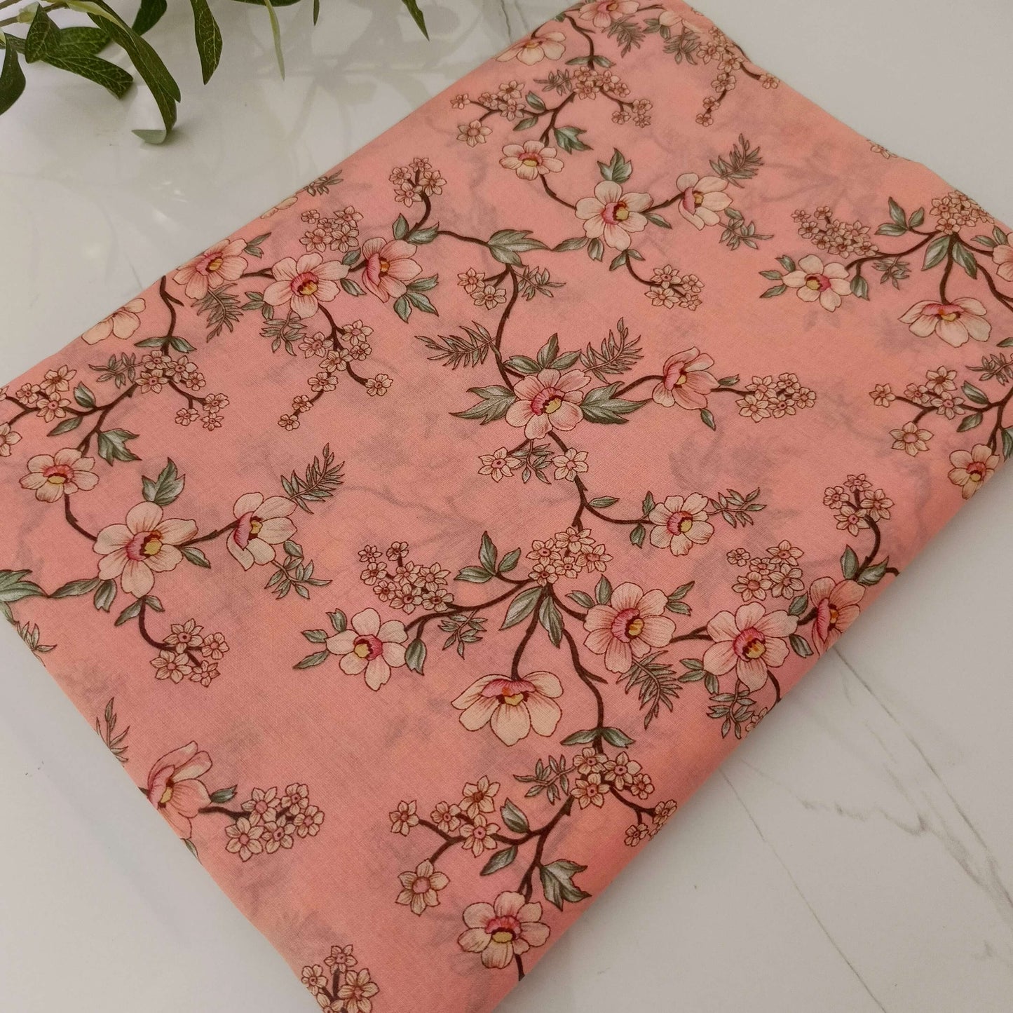 Premium Lawn 2 Piece Suit (Peach Floral)