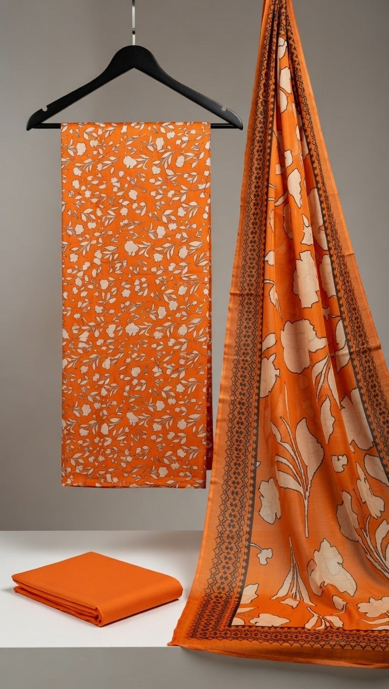 premium needle lawn 3 piece suit Pakistan
orange unstitched summer suit
lawn suit Pakistan 3 piece embroidered