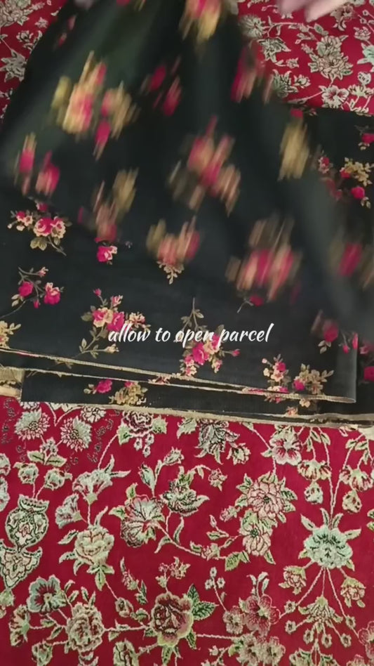 Pashmina Fabric (Plum Multi Floral) - Luxury Winter Collection