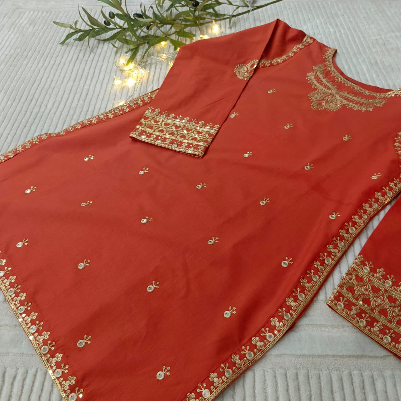 Zar - Rust Noor Premium Embroidered 3 Piece Suit | Luxury Wedding & Festive Wear Pakistan