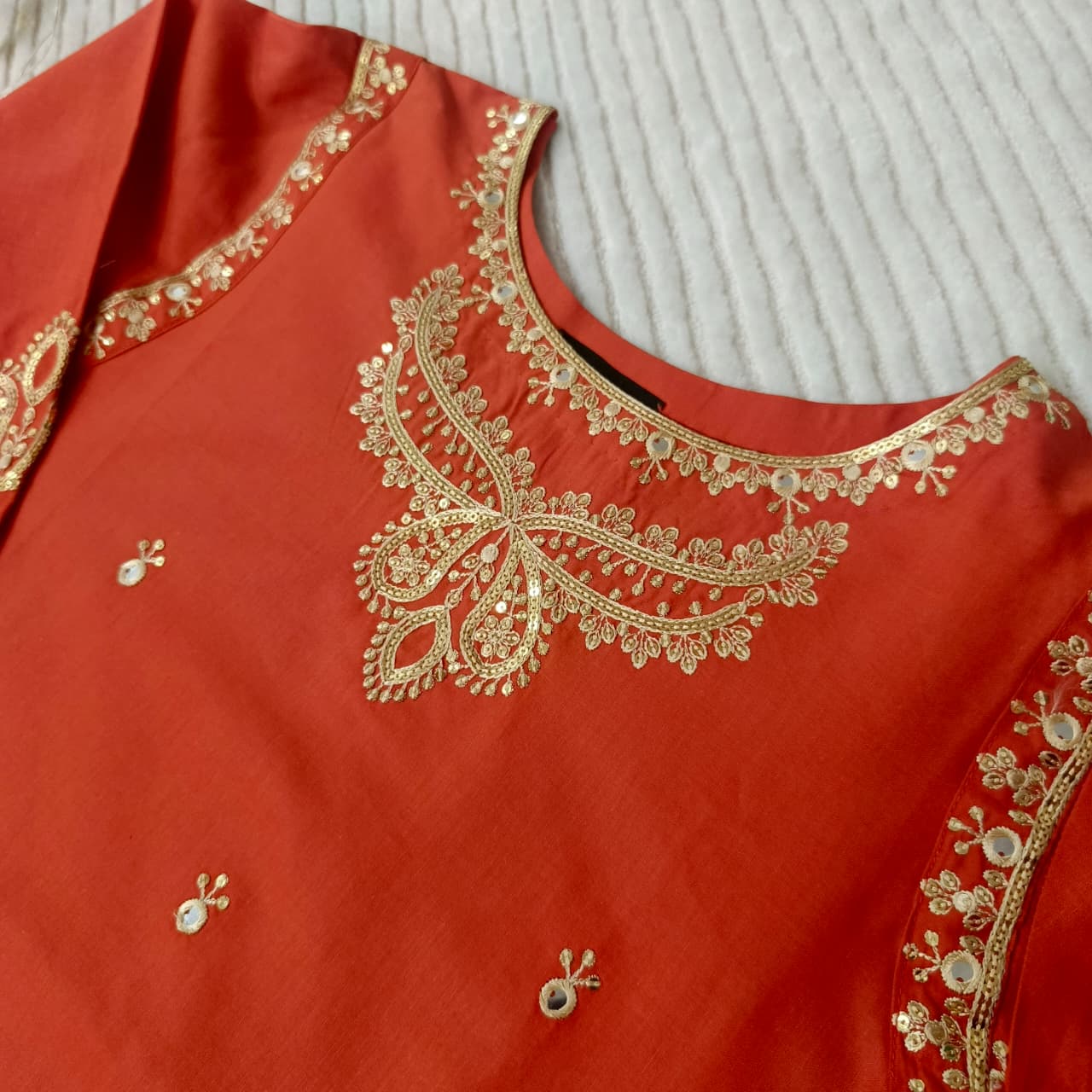 Zar - Rust Noor Premium Embroidered 3 Piece Suit | Luxury Wedding & Festive Wear Pakistan