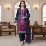 Embroidered Karandi 3-Piece Suit with Chiffon Dupatta – Winter Collection