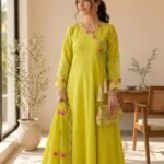 Zar – Lime Zarri Anarkali Frock 3 Piece Suit | Premium Embroidered Festive Wear