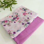 Imported Chicken Kari Silk Lawn Shirt with Plain Trouser (Mauve Multi Floral)