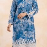Zar - Falak Blue Printed Embroidered 2 Piece Lawn Suit for Women
