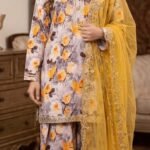 Golden Tulip Luxury Lawn Suit | Floral Printed 3 Piece Lawn Dress for Women