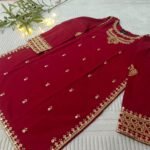 Zar - Mehre Laal Premium Embroidered 3 Piece Suit | Luxury Wedding & Festive Wear Pakistan - Image 4