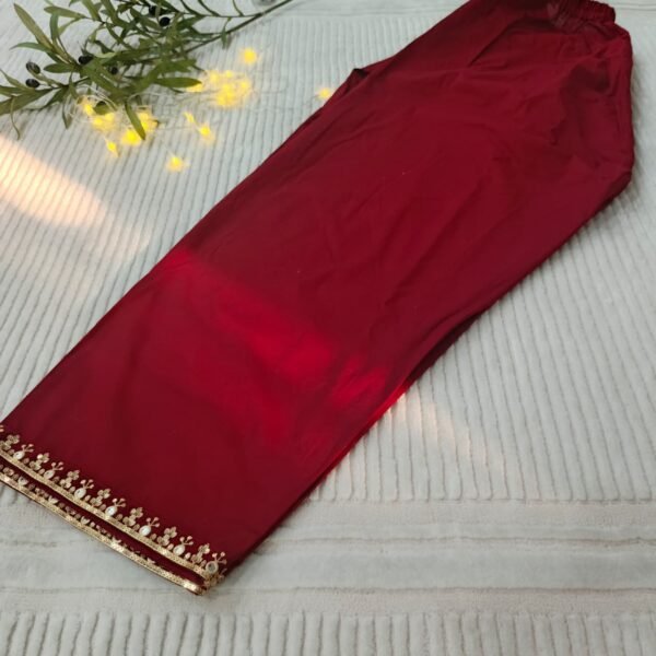 Zar - Mehre Laal Premium Embroidered 3 Piece Suit | Luxury Wedding & Festive Wear Pakistan - Image 5