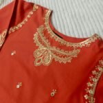 Zar - Rust Noor Premium Embroidered 3 Piece Suit | Luxury Wedding & Festive Wear Pakistan - Image 3