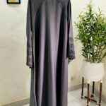 Abaya - Grey cutwork sleeves