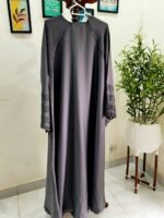 Abaya - Grey cutwork sleeves