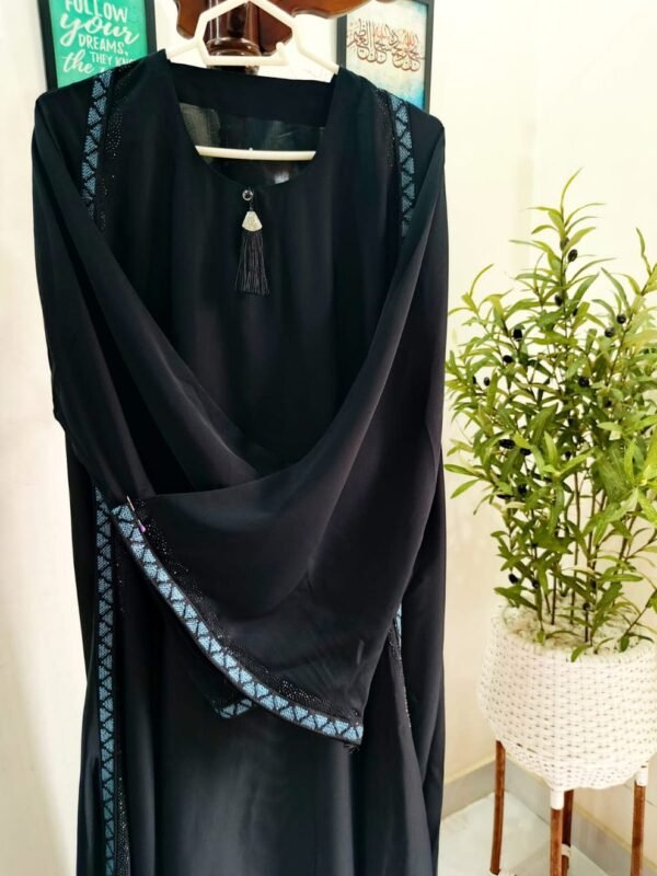 Abaya – Blue Strip | Premium Nida Fabric Modest Wear Pakistan - Image 3