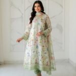 Imported Chicken Kari Silk Lawn Shirt with Plain Trouser (Pistachio Floral) - Image 2