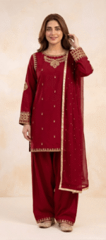 Zar - Mehre Laal Premium Embroidered 3 Piece Suit | Luxury Wedding & Festive Wear Pakistan