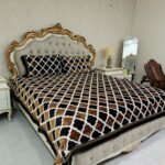 Imported 3D Fabric King Size Bedsheet Set with 2 Pillow Covers - Brown Black Motive