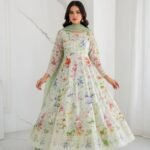 Imported Chicken Kari Silk Lawn Shirt with Plain Trouser (Pistachio Floral) - Image 3