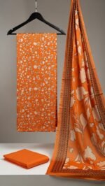 Premium Needle Lawn 3 Piece Unstitched Suit (Orange) – Summer Collection Pakistan - Image 2