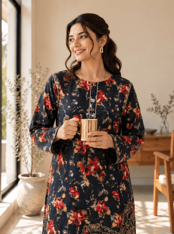 Midnight Floral Printed Lawn - Image 2